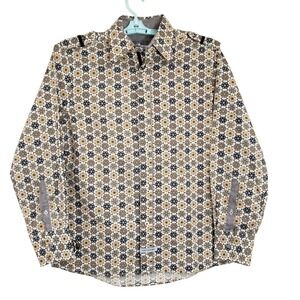 John Lennon Men Size Medium Long Sleeve Button Up Shirt Geometric Design Imagine